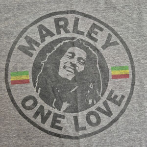 Bob Marley One Love Men's Large T Shirt Tee Short Sleeve Crew Neck Gray
